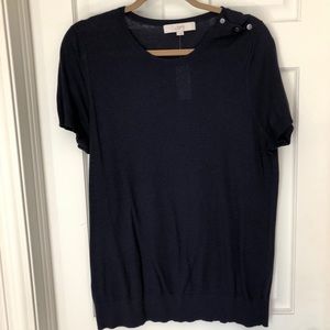 Loft navy blue short sleeve sweater